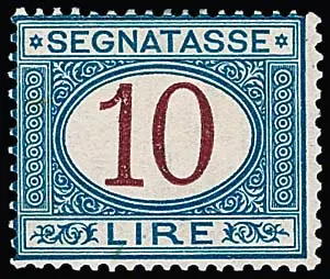 Portomarke 10 L. blau/braun tadellos postfrisch, eine seltene Marke, Mi. für Falz 8000,-