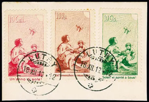Pro Juventute-Vorläufer 1912 komplett auf sauber gestempeltem Briefstück, gestempelt seltene Ausgabe! Atteste Renggli und Liniger. Mi. 6100,-