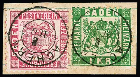 "Achern", K2 auf Luxusbriefstück mit Mischfrankatur 3 Kr. rosa nebst 1 Kr. grün