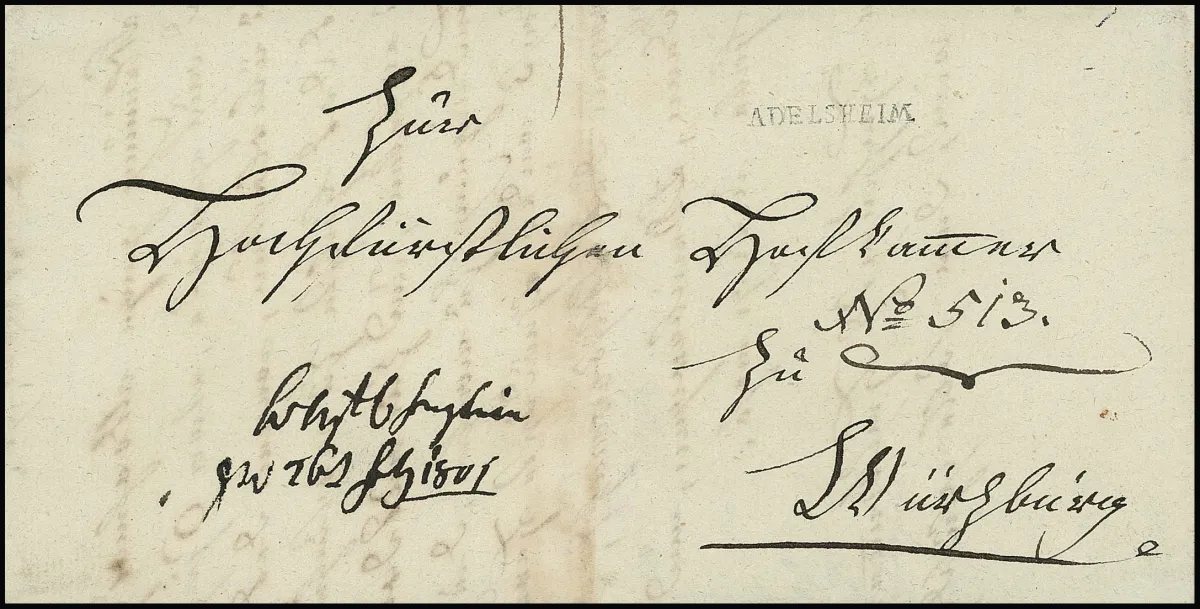 "Adelsheim", 1801, le rare premier L1, et 1806 L1 "ADELSHEIM R.2", sur deux lettres, Feuser 15-1 (500,-) et -2