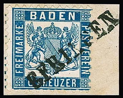 "Efringen", L1 complet sur fragment de lettre de cabinet 6 Kr. bleu prussien
