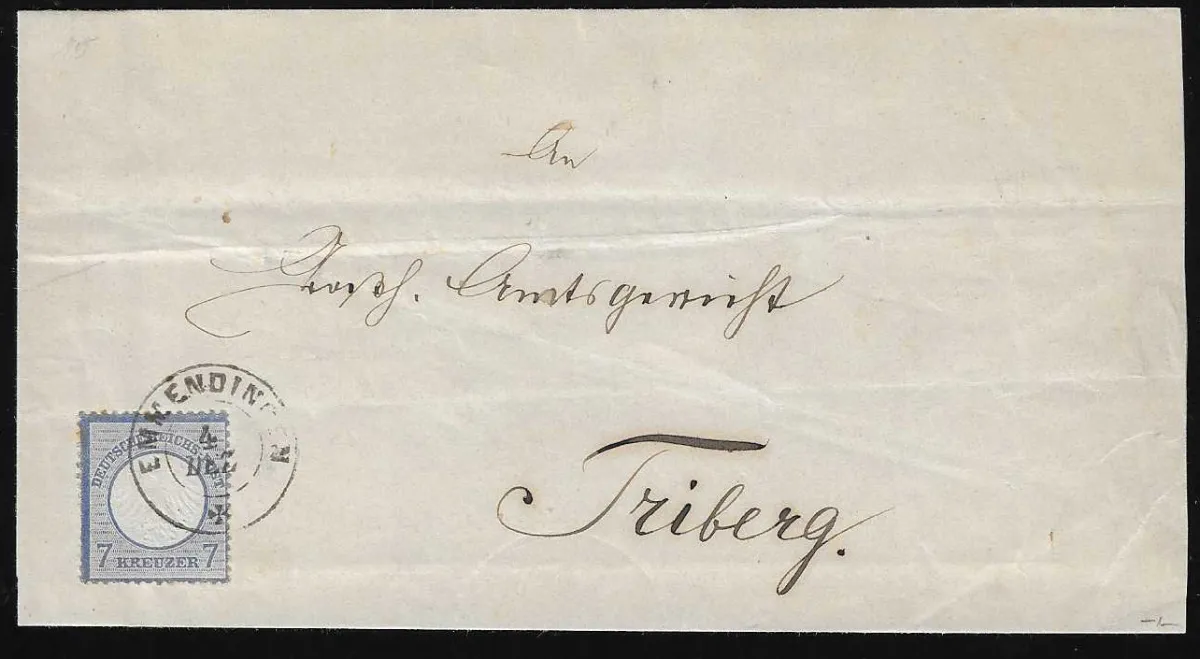 "Emmendingen", forwarded K2 on magnificent letter 7 Kr. small shield