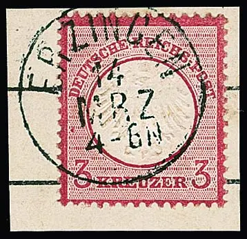 "Erzingen", K1 bleu foncé de réexpédition complet sur fragment de lettre de cabinet 3 Kr. petit bouclier