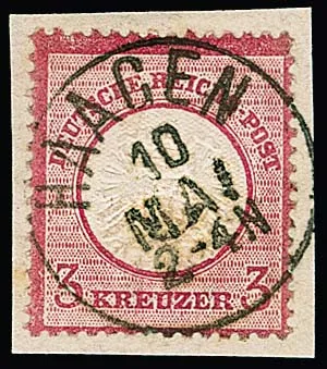 "Haagen", cachet K1 réutilisé complet sur fragment de lettre de cabinet 3 Kr. gr. Brustschild