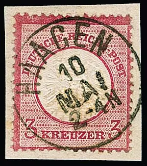 "Haagen", cachet K1 réutilisé complet sur fragment de lettre de cabinet 3 Kr. gr. Brustschild