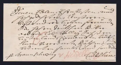"Heidelberg", (1770/80), mentions manuscrites "v. Heidbg." resp. "v. Heidelberg" (sanguine) sur deux lettres
