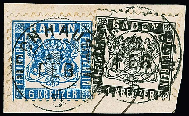 "Hochhausen", K2 na nádherném ústřižku dopisu s 1 Kr. černou a 6 Kr. světle modrou