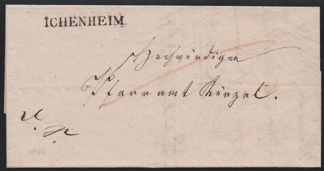 "Ichenheim", 1846, L1 na dopise s obsahem