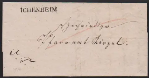 "Ichenheim", 1846, L1 sur lettre avec contenu