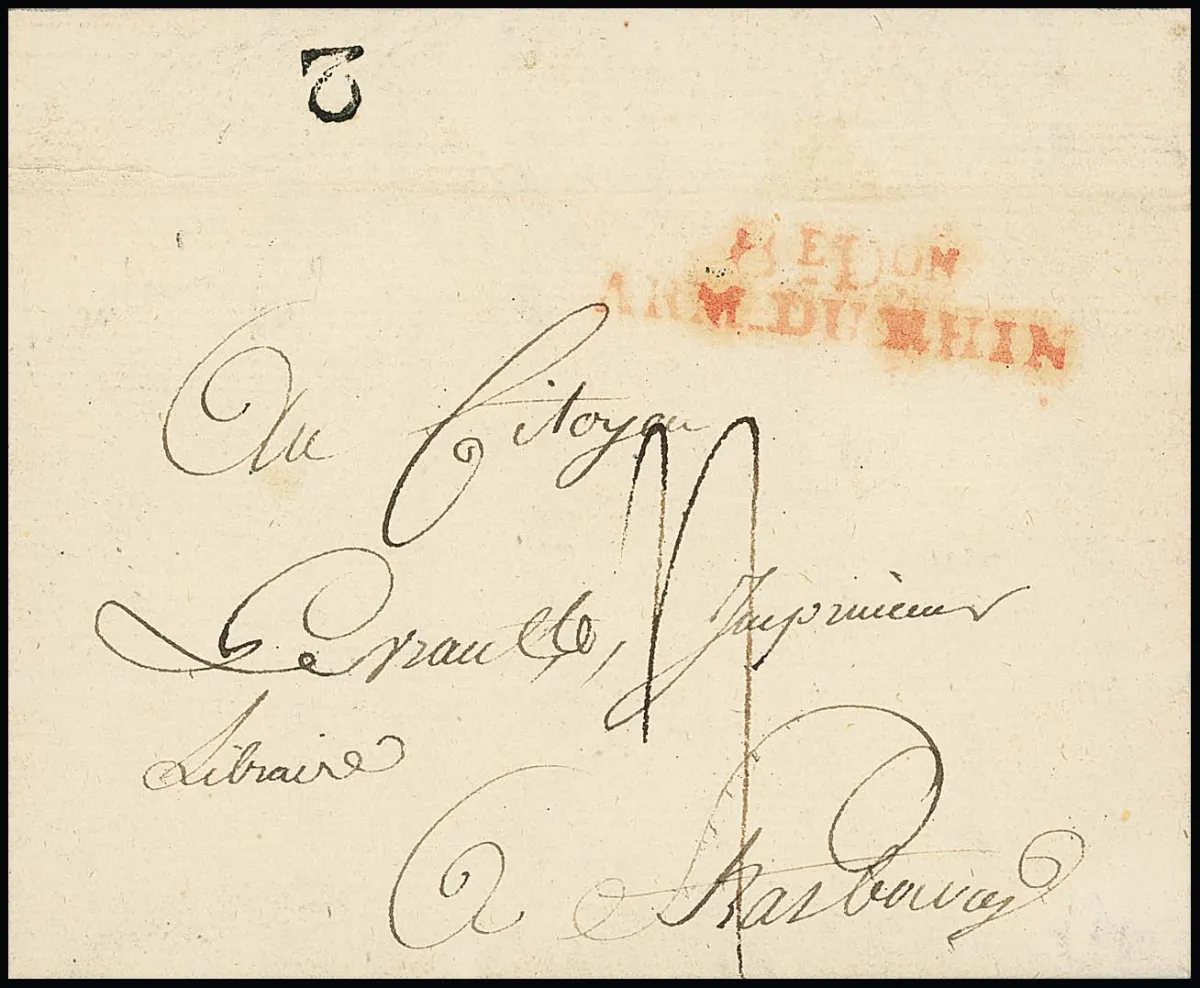 "Mannheim", 1808, französ. Armeepostbrief mit rotem L2 "8e. Div. Arm. du Rhin" nach Straßburg