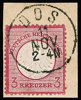 "Oos", used K1 complete on letter fragment 3 Kr. small breast shield
