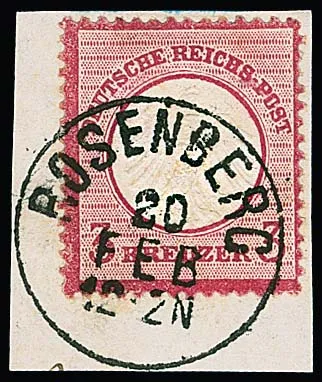 "Rosenberg", ideal redirected K1 on cabinet letter piece 3 Kr. small shield