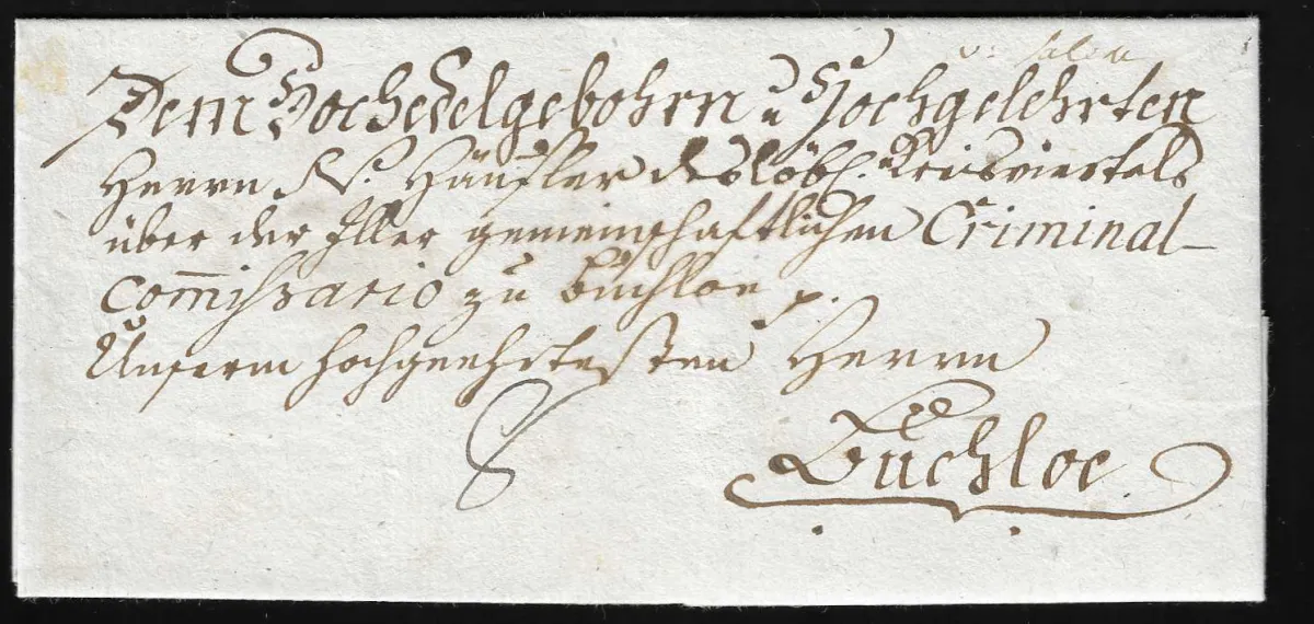 "Salem", 1791, rukopisné podání "v. Salem" na dopise s obsahem do Buchloe