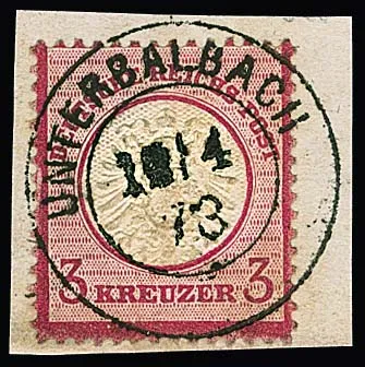 "Unterbalbach", neuer K2 voll auf Briefstück 3 Kr. gr. Brustschild, lt. Befund Sommer "sehr gut erhalten"