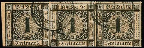 1 Kr. schw./bräunlich, teils überrandiger Dreierstreifen vom linken Bogenrand, oben überrandig, unten angeschnitten, mittlere Marke Bugspur. NS "41" von…