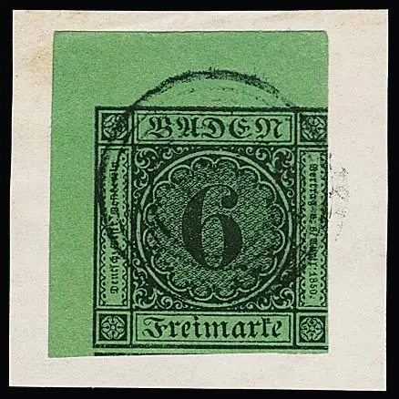 6 Kr. schw./gelbgrün, große linke obere Bogenecke auf Briefstück, rechts angeschnitten, Fotoexp. Stegmüller