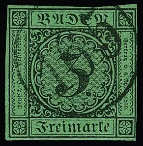 3 Kr. schw./grün, Prachtstück mit besserem NS "165" (Rittersbach), sign. Bühler, Engel, Unverferth