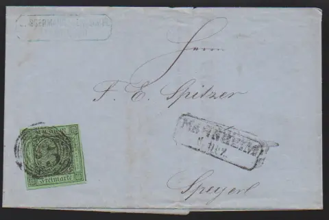 Quatre lettres magnifiques incl. 9 Kr. carmin dentelé (Mi. 600,-), ainsi que 7 Kr. bleu vers la Suisse
