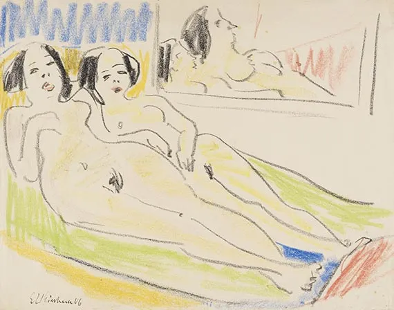 Ernst Ludwig Kirchner, Zwei liegende Akte, 1909