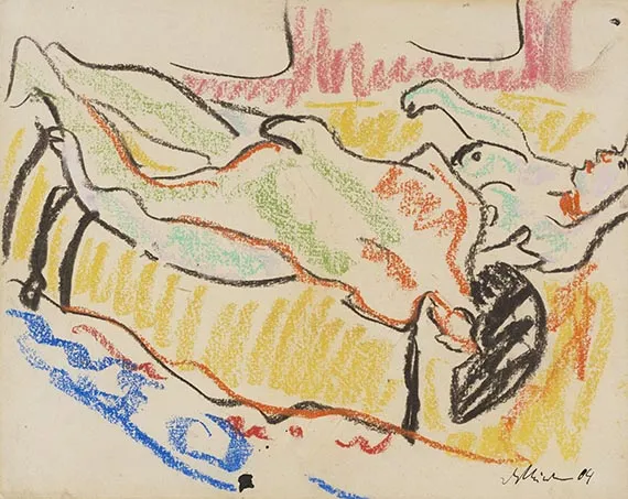 Ernst Ludwig Kirchner, Liebespaar im Atelier (Zwei Akte)