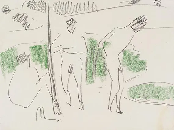 Ernst Ludwig Kirchner, Kąpiące się w Moritzburgu, 1911