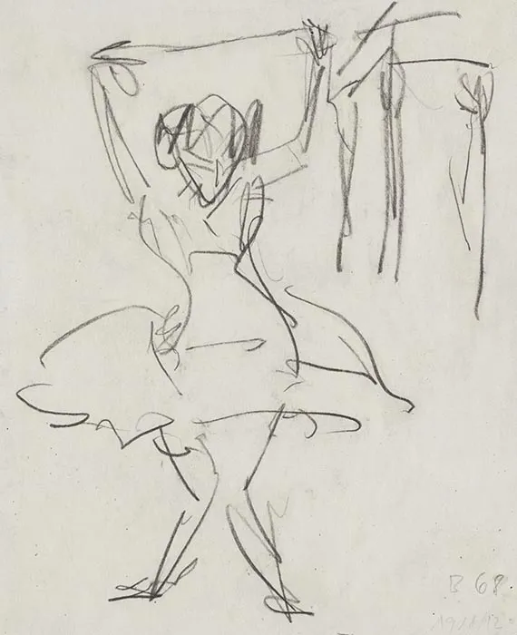 Ernst Ludwig Kirchner, Tanečnice (verso: V divadle)
