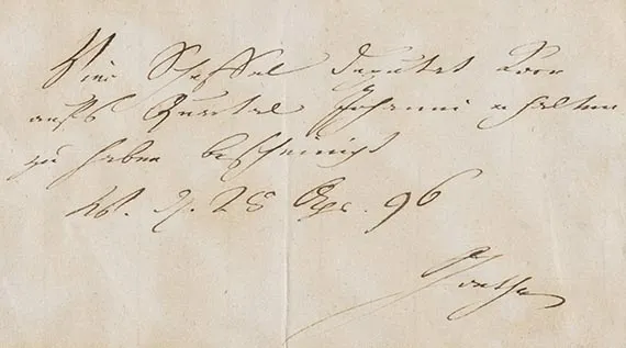 Johann Wolfgang von Goethe, document autographe