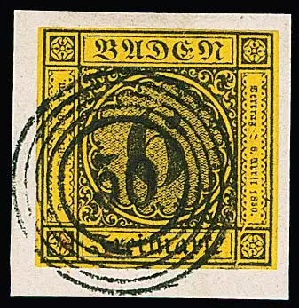 6 Kr. noir/jaune-orange, défaut de plaque I, sur fragment de lettre de luxe avec NS idéal "50", expertise photo Stegmüller. Mi. 150,- +