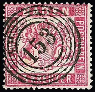 3 Kr. rose, bonne dentelure serrée, pièce de choix avec NS centrique "153", signé Bühler. Mi. 350,-