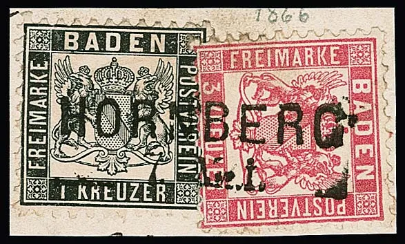 1 Kr. noir (4) et 3 Kr. rose (14), total 14 fragments de lettre avec oblitérations L2, dont "Neustadt" en bleu et noir, "Buchen", "Haslach" etc.