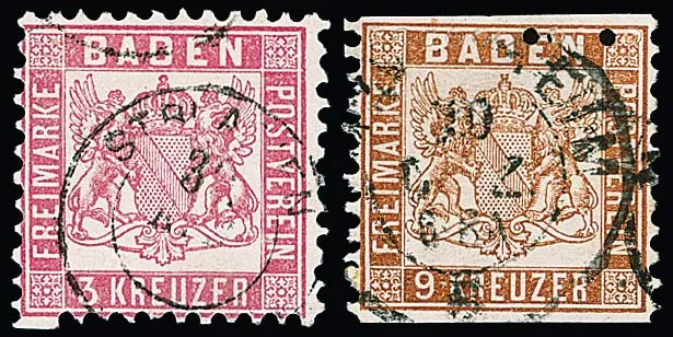3 Kr. pink, two values each with special feature "missing perforation hole", as well as six values, 3 Kr. pink, 6 Kr. blue and Prussian blue, 9 Kr. red-brown (these even partly with perforation holes not punched out) and twice 3 Kr. pink, last issue (each pair), all with pronounced perforation shifts