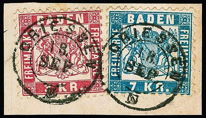 7 Kr. hellblau und 3 Kr. karmin auf Luxusbriefstück mit K2 "Griessen"