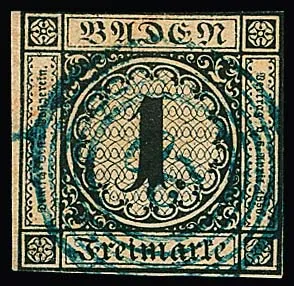 "20" (Buchen) en bleu net sur 1 Kr. noir/fauve coupé typique de l'émission (Mi. 1000,-), pas fréquent sur cette valeur ! Sign. Englert