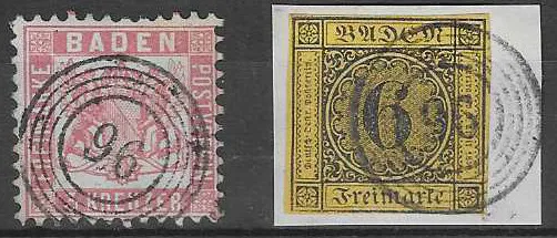 "96" (Muggensturm) on cabinet piece 6 Kr., and a loose 3 Kr. perforated