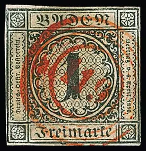 "119" (Rippoldsau) in rot klar auf 1 Kr. (min. Mgl.), gerade auf dieser Marke selten!