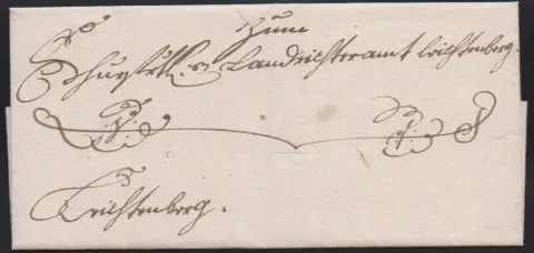 "Amberg", 1791, starý dopis se zvláště dekorativním vnitřním listem od Theodora, vévody Bavorského