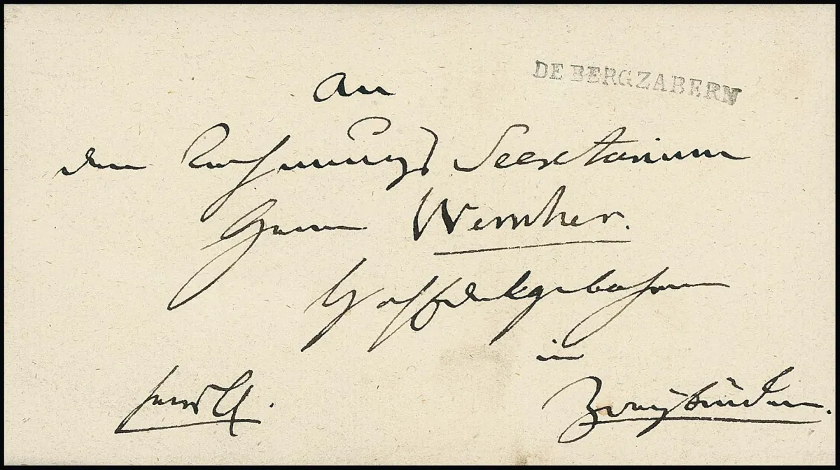 "Bergzabern", 1792, L1 clair "DE BERGZABERN" sur lettre de cabinet avec contenu, Feuser 245-2, 600,-