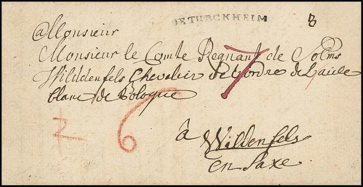 "Dürkheim", 1779/92, první dva L1 "DE TURCKHEIM" a "DE DURCKHEIM" zřetelně na dvou dopisech s obsahem, Feuser 781-1, -2, 500,-