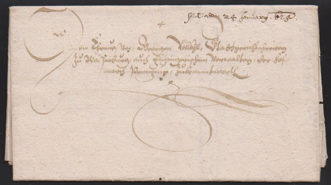 "Haag" (a.d.A.), 1625, dekorativer Schnörkel-Altbrief mit Inhalt nach Penzing