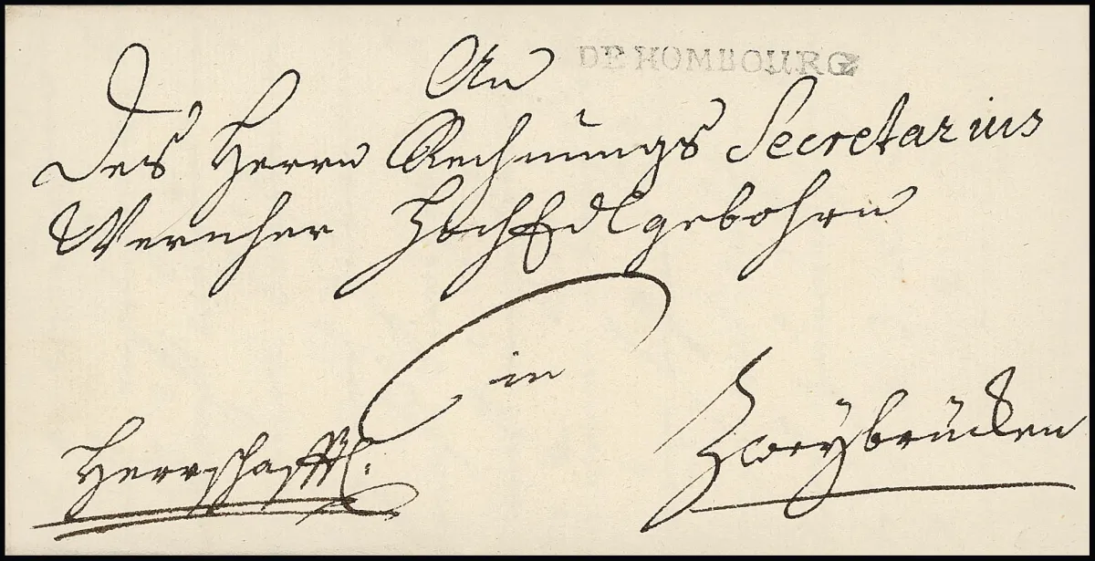 "Homburg", 1792, klarer L1 "DE HOMBOURG" auf Brief nach Zweibrücken, Feuser 1546-2/400,-
