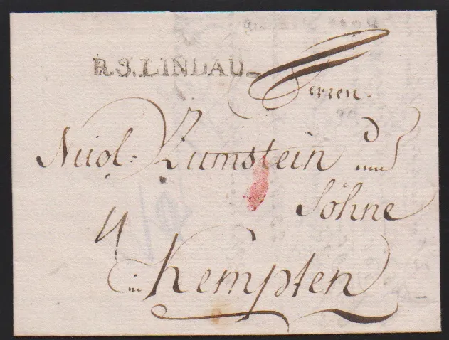 "Lindau", 1804, L1 "R.3.LINDAU" op interessante doorgestuurde brief uit St. Gallen/Zwitserland, gepost in Lindau om port te besparen, naar Kempten