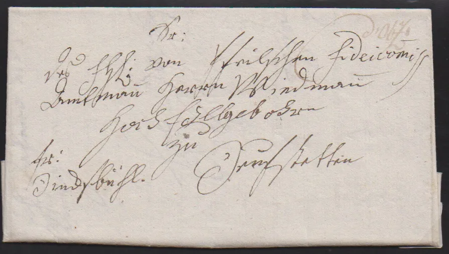 "Oberzenn", 1795, letter with rare ms. posting "d 'Obz.", plus the L1 "OBERZEEN. R.3" on letter 1802