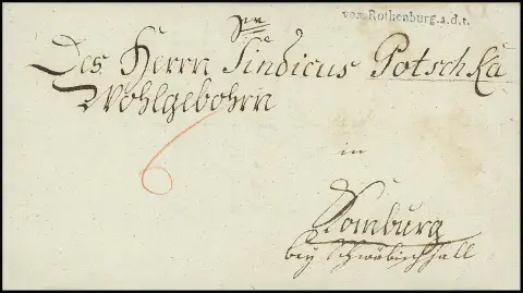 "Rothenburg ob der Tauber", 1785, mention manuscrite "de Rothenburg", et 1796 le rare premier L1 "von Rothenburg a.d.t." (Feuser 800,-), sur deux...