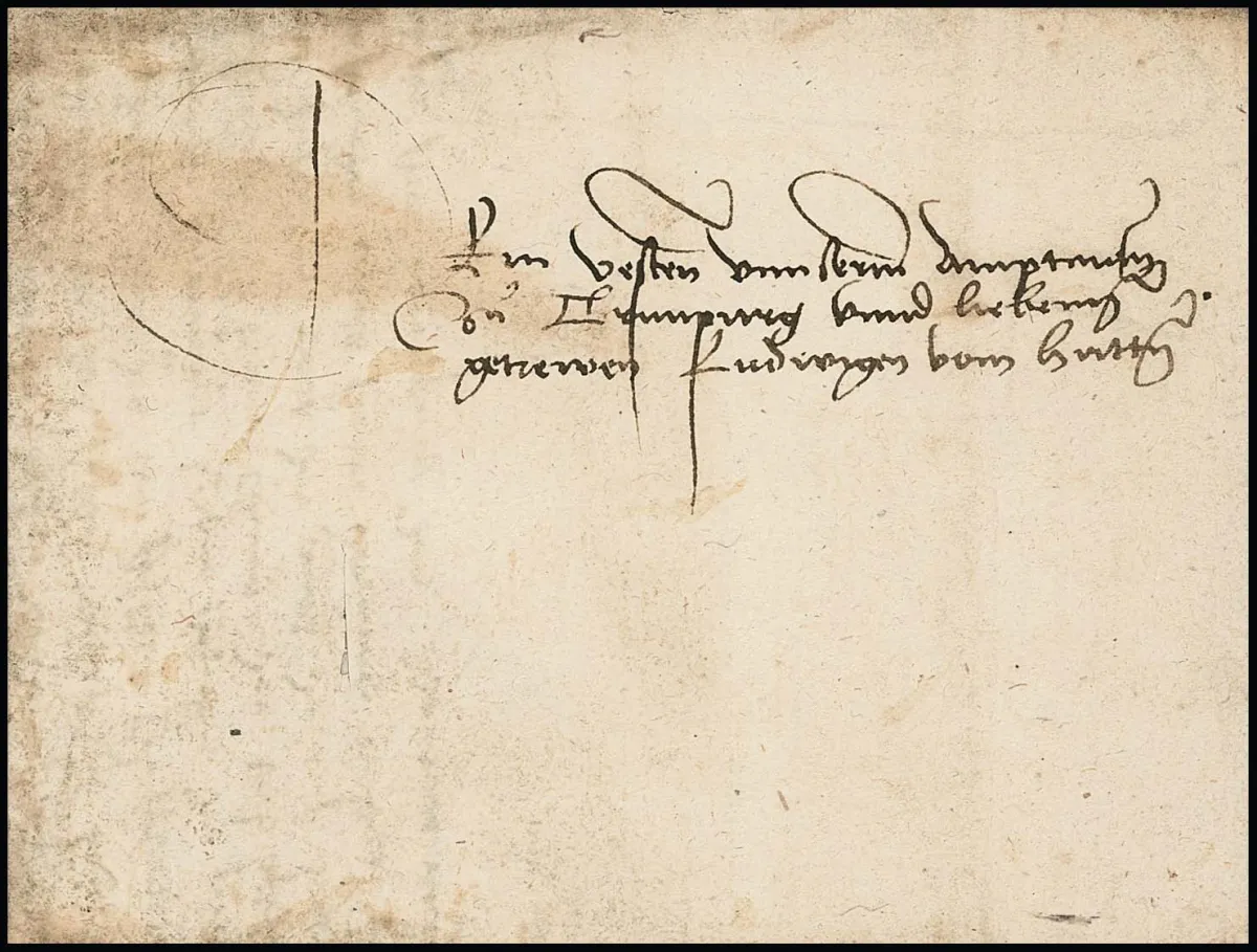 "Würzburg", 1513, lettre très ancienne "Lorentz von Gott gnaden Bischof zu Würtzpurg und hertzog zu Francken" à Ludwig von Hutten, traces d'âge légères typiques