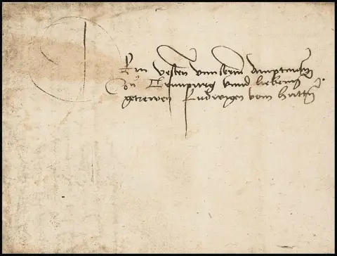 "Würzburg", 1513, lettre très ancienne "Lorentz von Gott gnaden Bischof zu Würtzpurg und hertzog zu Francken" à Ludwig von Hutten, traces d'âge légères typiques