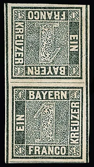 1 Kr. black, vertical tête-bêche pair as Sperati forgery in type C, signed Sperati and photo expertised Stegmüller