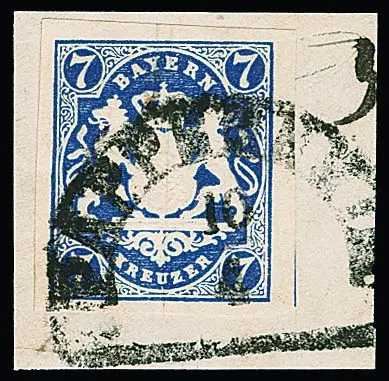 7 Kr. königsblau auf Kabinettbriefstück mit HK von Pappenheim, Fotoexp. Stegmüller. Mi. 650,-