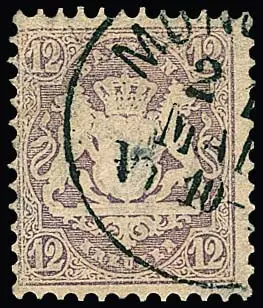 12 Kr. purpur, klar gestempeltes Prachtstück, Mi. 1400,-