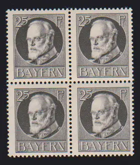 25 Pfg. Ludwig Friedensdruck im postfrischen Viererblock, Fotoexp. Helbig. Mi. 360,-