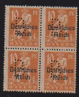 Portofreiheitsmarke 10 Pfg. im postfr. Viererblock, sign. Helbig. Mi. 320,-